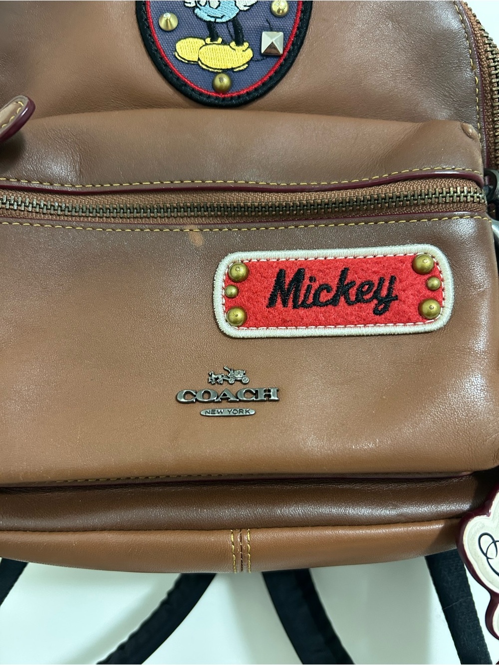 Rare Coach x Disney Mickey Mouse Brown Leather Backpack Mini Charlie Style - Picture 2 of 12